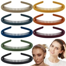 2 PCS Non Slip Fashion Effortless Plastic Headbands with Teeth Comb Skinny Hair Bands for Women Men Teen Girls Sports Headbands