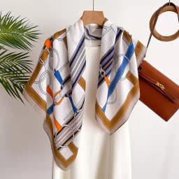 90*90 2024 New Fashion Light Luxury Silk Scarf Women Twill Simple Square Scarves Ladies Sunscreen Shawl Headscarf All Seasons