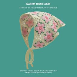 Korean Sweet Cute Handmade Crochet Hollow Triangle Headband Towel Women Spring and Summer Travel Literary Photo Hair Scarf