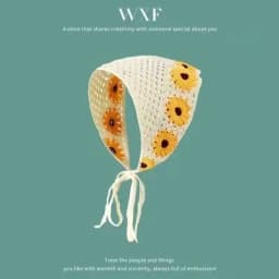 Korean Sweet Cute Handmade Crochet Hollow Triangle Headband Towel Women Spring and Summer Travel Literary Photo Hair Scarf