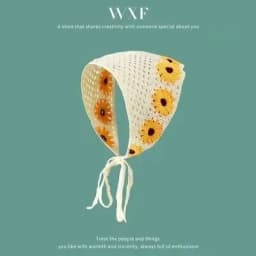 Korean Sweet Cute Handmade Crochet Hollow Triangle Headband Towel Women Spring and Summer Travel Literary Photo Hair Scarf