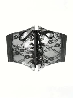 Fashionable wide version transparent lace waist waistband waist seal women's versatile dress top decorated with lace elastic wai