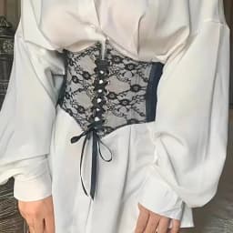 Fashionable wide version transparent lace waist waistband waist seal women's versatile dress top decorated with lace elastic wai