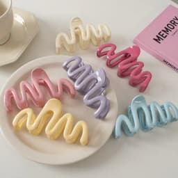 Large Waves Hair Claw Clips Crab Women Girls Cream Macaron Cross Ponytail Holder Hair Barrettes Hairpins Hair Accessories