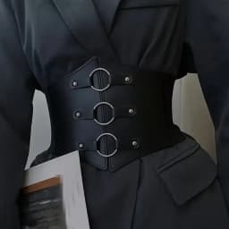 1pcs Fashionable Gothic Corset Belt Triple Buckle with Black Rivet Studs Elastic Waspie Waistband for Punk Perfect for Coats