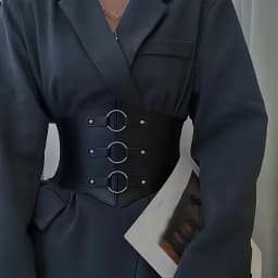 1pcs Fashionable Gothic Corset Belt Triple Buckle with Black Rivet Studs Elastic Waspie Waistband for Punk Perfect for Coats