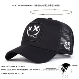 Unisex XX Smiling Face Embroidery Baseball Net Caps Spring and Summer Outdoor Adjustable Casual Hats Hip Hop Hat Sunscreen Hat