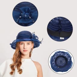 2025Ladies Fascinator Millinery Church Hat Elegant Bow Wide Brim Bucket Hats Kentucky Derby Fedora Women Summer Foldable Sun Cap