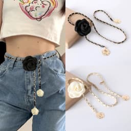 Fashion Woman Camellia Waist Chain Waist Decoration Luxury Design Flower Chain Belt Metal Chain Waistband All-match Ladies