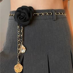 Fashion Woman Camellia Waist Chain Waist Decoration Luxury Design Flower Chain Belt Metal Chain Waistband All-match Ladies