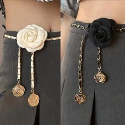 Fashion Woman Camellia Waist Chain Waist Decoration Luxury Design Flower Chain Belt Metal Chain Waistband All-match Ladies