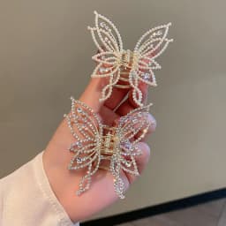 1pc Butterfly Claw Clip for Women's Hair Decoration, Rear Head Ponytail Shark Clip, Elegant Temperament with Rhinestones