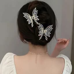1pc Butterfly Claw Clip for Women's Hair Decoration, Rear Head Ponytail Shark Clip, Elegant Temperament with Rhinestones