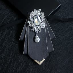 Luxury Wedding Elegant Necktie For Men Dress Shirt Collar Rhinestone Black Green Bow Tie Clips Brooches Bowtie Gifts Accessories