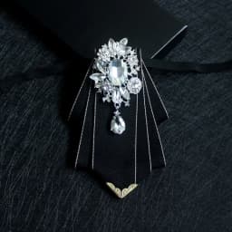 Luxury Wedding Elegant Necktie For Men Dress Shirt Collar Rhinestone Black Green Bow Tie Clips Brooches Bowtie Gifts Accessories