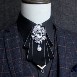 Luxury Wedding Elegant Necktie For Men Dress Shirt Collar Rhinestone Black Green Bow Tie Clips Brooches Bowtie Gifts Accessories