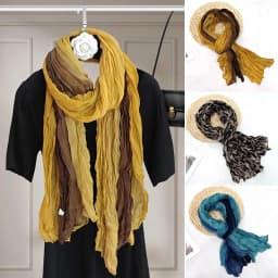 Fashionable Trend Gradient Blue Fold Shawl Soft Retro Pleated Long Scarf Sunscreen Scarf Spring Summer