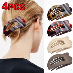 Fashion Oval Flat Hair Clips for Women New Design Leopard Large Flat Round Claw Clip French Acrylic Lying Down Hair Accessories