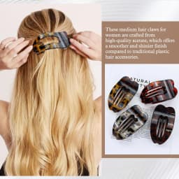 Fashion Oval Flat Hair Clips for Women New Design Leopard Large Flat Round Claw Clip French Acrylic Lying Down Hair Accessories