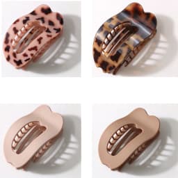 Fashion Oval Flat Hair Clips for Women New Design Leopard Large Flat Round Claw Clip French Acrylic Lying Down Hair Accessories