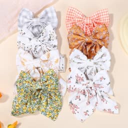 10Pcs Random Bows Hairgripes for Women Printed Cheer Up Bowknot Ribbon Hairclips Girls Ponytail Hair Claw Clips