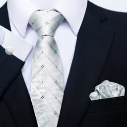 Brand Classic 8 cm Grey Plaid Tie Pocket Squares Cufflinks Set Wedding Present Necktie Clothing Accessories Fit Business