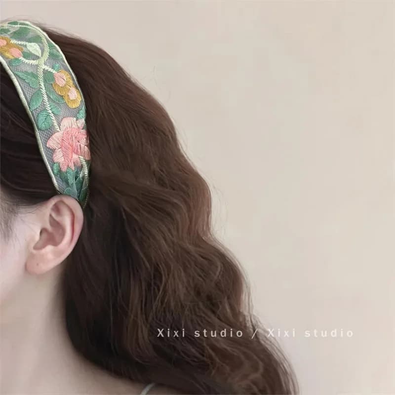 Elegant Chiffon Embroidery Flower Hairband For Women Sweet Hair Decorate Headband Hair Hoop Band Fashion Hair Accessories