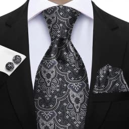 Luxury Paisley Brown Red Blue Grey Wedding Tie For Men Handky Cufflink Gift Men Necktie Fashion Designer Business Party Gift