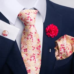 Hot Sale Luxury 8 Cm Blue Floral Ties Pocket Square Cufflinks Brooch Set For Man Suit Accessories Holiday Gift Fit Formal Party