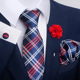 Hot Sale Luxury 8 Cm Blue Floral Ties Pocket Square Cufflinks Brooch Set For Man Suit Accessories Holiday Gift Fit Formal Party