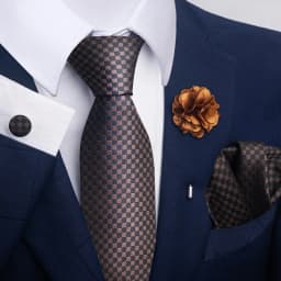 Hot Sale Luxury 8 Cm Blue Floral Ties Pocket Square Cufflinks Brooch Set For Man Suit Accessories Holiday Gift Fit Formal Party