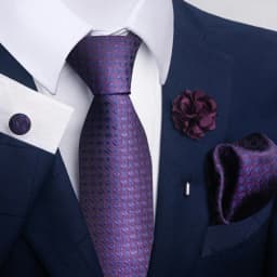 Hot Sale Luxury 8 Cm Blue Floral Ties Pocket Square Cufflinks Brooch Set For Man Suit Accessories Holiday Gift Fit Formal Party