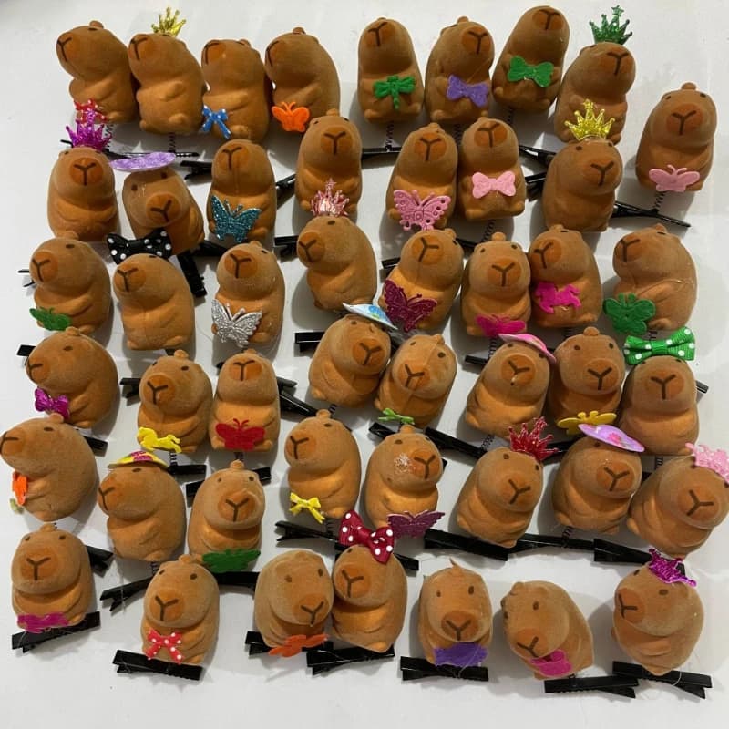 10-100PCS Kawaii Bow Tie Little 3D Capybara Hairpin Spring Clip Duckbill Clip Bangs Clips Side Clips Headwear Hair Accessories