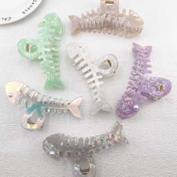 Y2K Colorful Fishbone Hair Claw Creative Personality Shark Clips Fish Barb PVC Crab Hair Clip Hair Accessories for Women