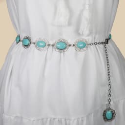 Bohemian Vintage Women's Belt - Carved Turquoise Waist Chain for Dresses, Holiday & Date Night Accessories