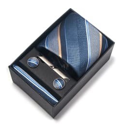Holiday Gift Box 8 cm Tie Handkerchief Cufflink Clip Set For Men Brown Paisley Wedding Gravata Suit Accessories Fit Party