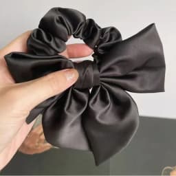 Elegant High-End Black Satin Bow Hair Accessories for Women- Perfect for Chic Ponytail and Sweet Hairdos