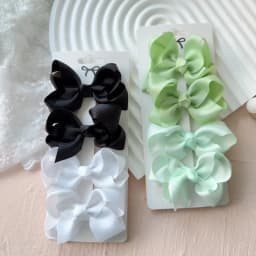 4pcs/set Grosgrain Ribbon Cute Bows Hair Clip For Kids Girls Solid Color Bowknot Classic Bubble Bow Hairpins Hair Accessories