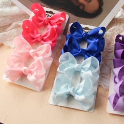 4pcs/set Grosgrain Ribbon Cute Bows Hair Clip For Kids Girls Solid Color Bowknot Classic Bubble Bow Hairpins Hair Accessories