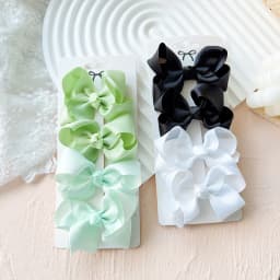 4pcs/set Grosgrain Ribbon Cute Bows Hair Clip For Kids Girls Solid Color Bowknot Classic Bubble Bow Hairpins Hair Accessories