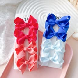 4pcs/set Grosgrain Ribbon Cute Bows Hair Clip For Kids Girls Solid Color Bowknot Classic Bubble Bow Hairpins Hair Accessories