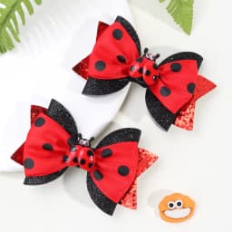 2 Pieces/pack Ladybug Pattern Hair Clips Hair Accessories for Girls Kids Hair Pin Headwear Hairbows Ideal Gift for Girls