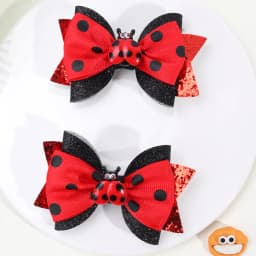 2 Pieces/pack Ladybug Pattern Hair Clips Hair Accessories for Girls Kids Hair Pin Headwear Hairbows Ideal Gift for Girls