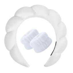 Vintage Velvet Cloud Hair Hoop for Women Girls Sponge Headband Wash Face Wristband Set Spa Bathroom Accessories