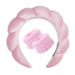 Vintage Velvet Cloud Hair Hoop for Women Girls Sponge Headband Wash Face Wristband Set Spa Bathroom Accessories