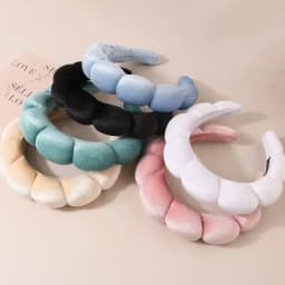 Vintage Velvet Cloud Hair Hoop for Women Girls Sponge Headband Wash Face Wristband Set Spa Bathroom Accessories