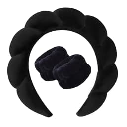 Vintage Velvet Cloud Hair Hoop for Women Girls Sponge Headband Wash Face Wristband Set Spa Bathroom Accessories