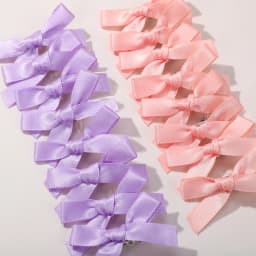 4/6/8/10Pcs Kids Sweet Solid Color Mini Bowknot With Hair Clip Baby Girls Ballet Style Ribbon Braided Hair Accessories Wholesale
