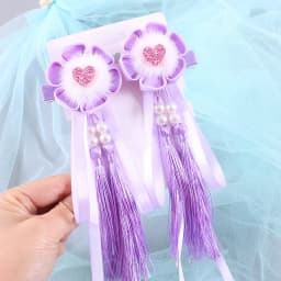Cute tassel pearl flower hair clip for little girls