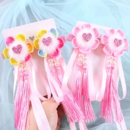 Cute tassel pearl flower hair clip for little girls